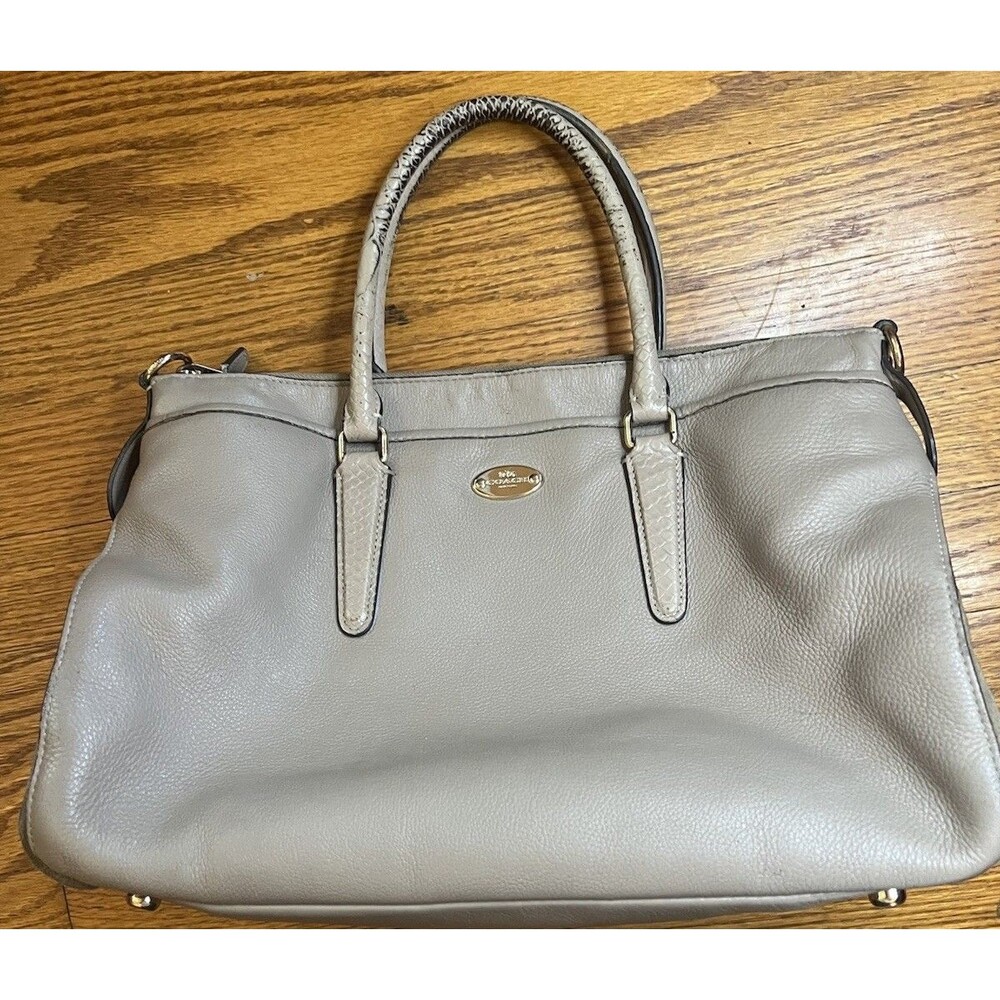 COACH MORGAN SATCHEL HANDBAG F36125 PEBBLE LEATHER w- Exotic Trim $495